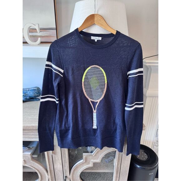 L'ETOILE SPORT Racquet Sweater in Navy, Red, White Size Small - Picture 2 of 7